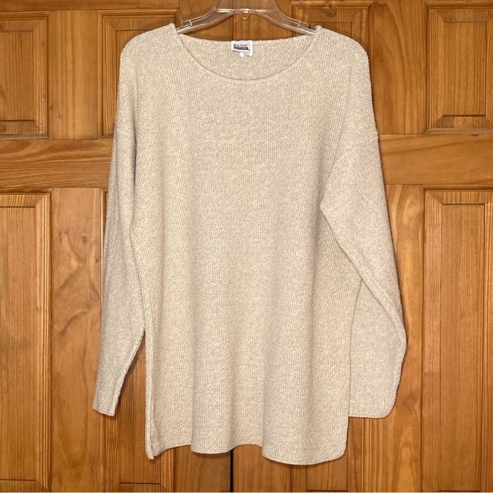 NWOT Basic Editions Vintage 90s Sweater Heavyweight Long Sleeve Tan Size L Large